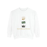 God • Money • Power Sweatshirt — Spiritual Faith & Wealth Graphic Pullover
