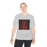 Red Prayer Graphic Tee — Retro Gothic Nun Illustration Moisture-Wicking Shirt