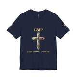 God Money Power Cross Tee — Christian Faith Graphic T‑Shirt