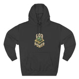 God Power Hoodie — Retro 3D Faith Graphic Fleece Hoodie