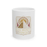 God Money Power Pyramid Ceramic Mug — Spiritual Wealth Coffee Cup (11oz/15oz)