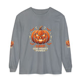 Halloween Pumpkin Jack-O'- “God Money Power” Lantern Long Sleeve Tee