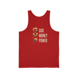 GVP Gold Text Tank — "God Money Power" Graphic Tank Top