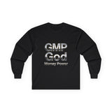 Long Sleeve Tee — GMP God "Money Power" Metallic Logo