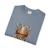 God Money Power T-Shirt — Crown, Coin & Fist Graphic Tee