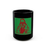 Black Mug - 'God Money Power' Red & Green Bandana Saint Graphic Coffee Mug