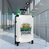 God Money Power Carry-On Suitcase — Bold Graphic Travel Luggage