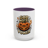 God Money Power- Pumpkin Coffee Mug — Halloween Accent Mug (11/15oz)