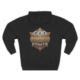 Hoodie — 'God Money Power' Vintage Emblem Fleece Hoodie