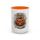 God Money Power- Pumpkin Coffee Mug — Halloween Accent Mug (11/15oz)