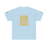 GMP "God Money Power" Tee - Gold Logo Graphic T-Shirt