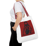 Jesus Icon Masked Tote Bag - 'Lord Money Power' Red Graphic Tote