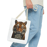 Tiger 'God Money Power' Tote Bag — Bold Wildlife Statement Bag