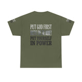 Inspirational Faith Tee — "Put God First, Hustle for the Money, Put Yourself in Power"