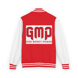 Letterman Jacket — GMP "God Money Power" Red & White Varsity