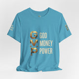 GVP 'God Money Power' Graphic Tee – Gold Lettering Christian Streetwear