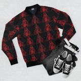Red Hooded Grim Reaper All-Over Print Bomber Jacket — Gothic Streetwear