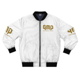 GMP God Money Power Bomber Jacket – White & Gold Streetwear