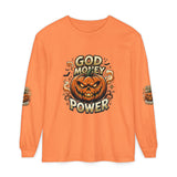 God Money Power- Halloween Pumpkin Long Sleeve Tee