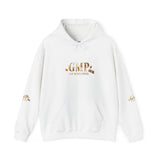 God • Money • Power Hoodie — White Pullover with Gold GMP Logo