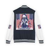 Letterman Jacket — Patriotic 'God Money Power' Graphic Varsity Jacket