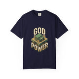 God Power T-Shirt — Faith Graphic Tee with Vintage Tank Illustration