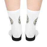 Retro Badge Mid-Length Socks — 'God Money Power' Vintage Logo Crew Socks