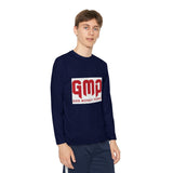 God Money Power (GMP) Youth Long Sleeve Tee — Red Logo Athletic Shirt