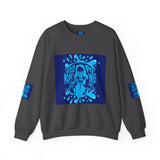 Crewneck Sweatshirt — 'God Money Power' Blue Graphic Pullover
