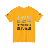 Inspirational Faith Tee — "Put God First, Hustle for the Money, Put Yourself in Power"