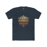 Crew Tee — "God Money Power" Vintage Shield Graphic