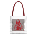 God Money Power Tote Bag - Red Graphic Religious Icon Design