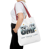 GMP Metallic Logo Tote Bag — God Money Power Graphic Tote