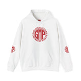 GMP 'Good Money Power' Logo Hoodie — White Red Graphic Sweatshirt