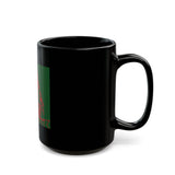 Black Mug — Retro Red & Green Skeptical Priest Illustration Mug