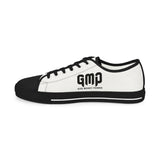 God Money Power-Men's Low Top Sneakers — White Canvas with 'GMP' Bold Side Logo