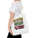 Inspirational Gospel Tote Bag — "Put God First, Hustle for the Money, Put Yourself in Power"