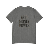 God Money Power T-Shirt — Bold Typography Faith & Hustle Tee