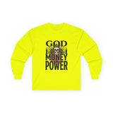 God Money Power- Skull Ultra Cotton Long Sleeve Tee