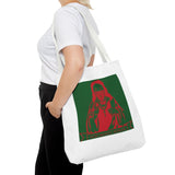 Religious Icon Tote Bag — Red & Green Saint Artwork All-Over Print