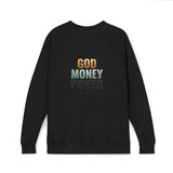 God Money Power Sweatshirt — Inspirational Graphic Raglan Crewneck