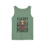 God Money Power- Skull Graphic Tank Top