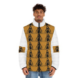 Men's Puffer Jacket — Vintage Monk Pattern All-Over Print