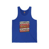 Inspirational Faith Tank Top — "Put GOD First, Hustle For The MONEY, Put Yourself In POWER"