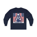 Long Sleeve Tee - Patriotic Bandana Mask Design with 'God, Money & Power' Graphic
