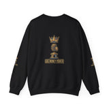 Crewneck Sweatshirt — "God Money Power" Crown & Coin Graphic