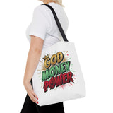 God Money Power Tote Bag — Bold Graphic Faith & Prosperity Statement Tote