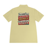 Men's Motivational Polo — "Put GOD First, Hustle For The Money, Put Yourself In Power"