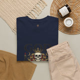 Graphic Tee — "God Money Power" Skull Design