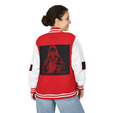 Letterman Jacket — Gothic Nun "I Feel No Pain" Red & White Varsity Jacket